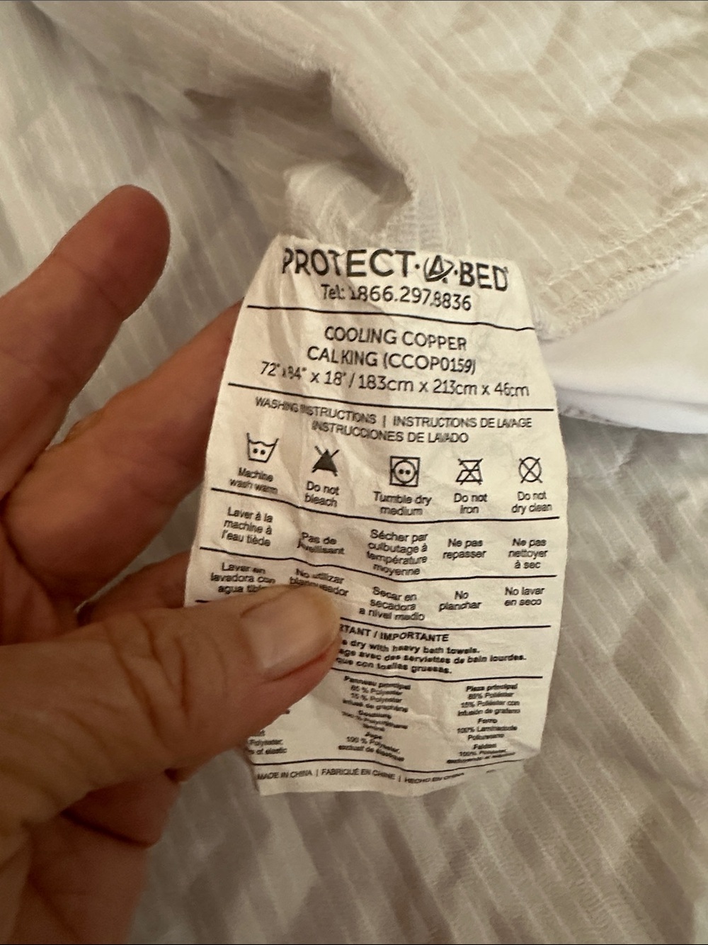 Cooling Copper Cal King Mattress Protector - White